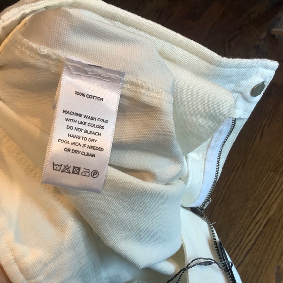 Leo & Sage Womens White Cotton Ankle Pants Wide Leg Fringe Pockets Size 8 NWT - Picture 8 of 8